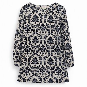 Lolly Wolly Doodle Ladies Damask Black/White Cotton Shift Dress, sz XS